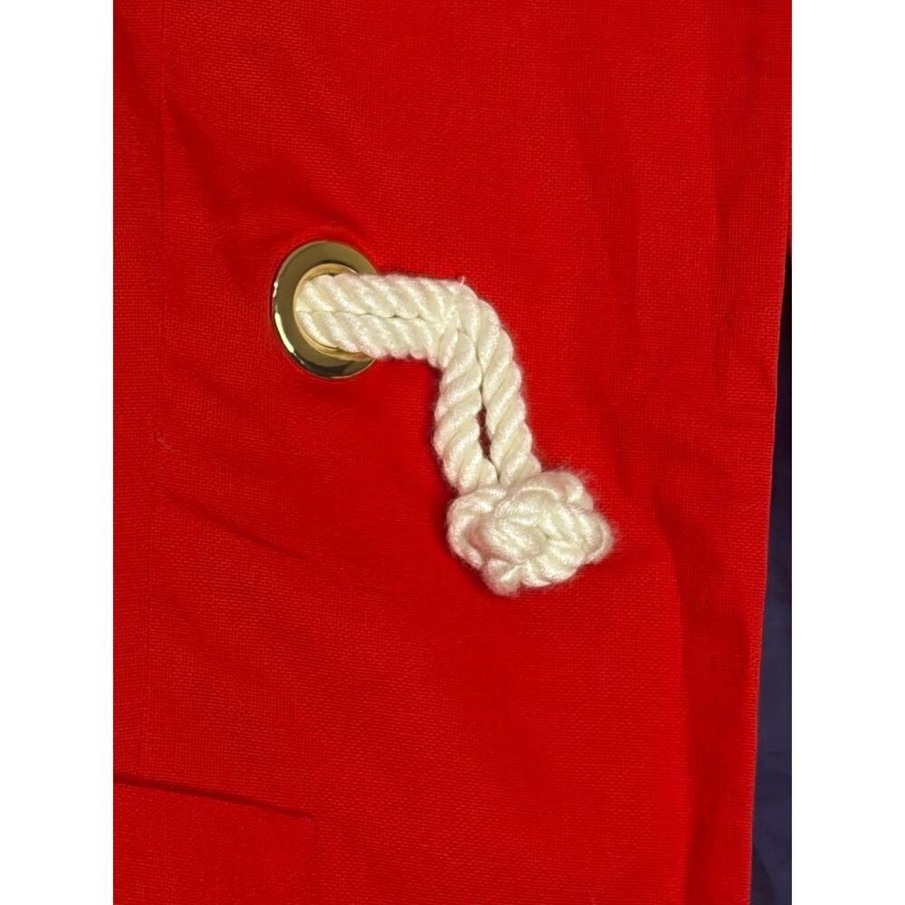 J.Crew Red Nautical Rope Toggle Coat Gold Grommet Jacket Size 00 - Picture 8 of 10